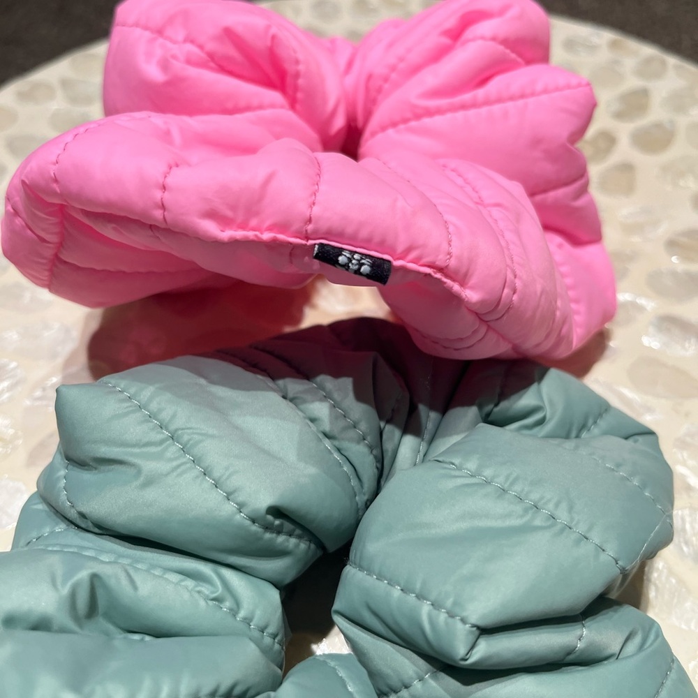 FP Movement by Free People Sports Puffer Scrunchies in Pink and Mint